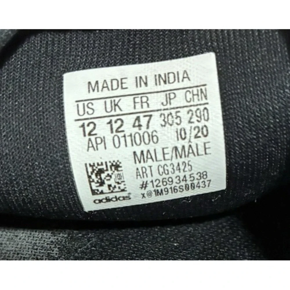 Adidas men's unisex black slides white logo shower sandals size 12‎